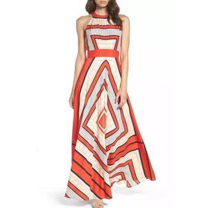 NWOT Eliza J Scarf Print Crepe de Chine Halter Dress